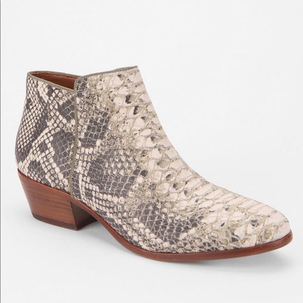 Sam Edelman Petty Snake Skin Leather Boot Cream Size 7.5 - Picture 2 of 9